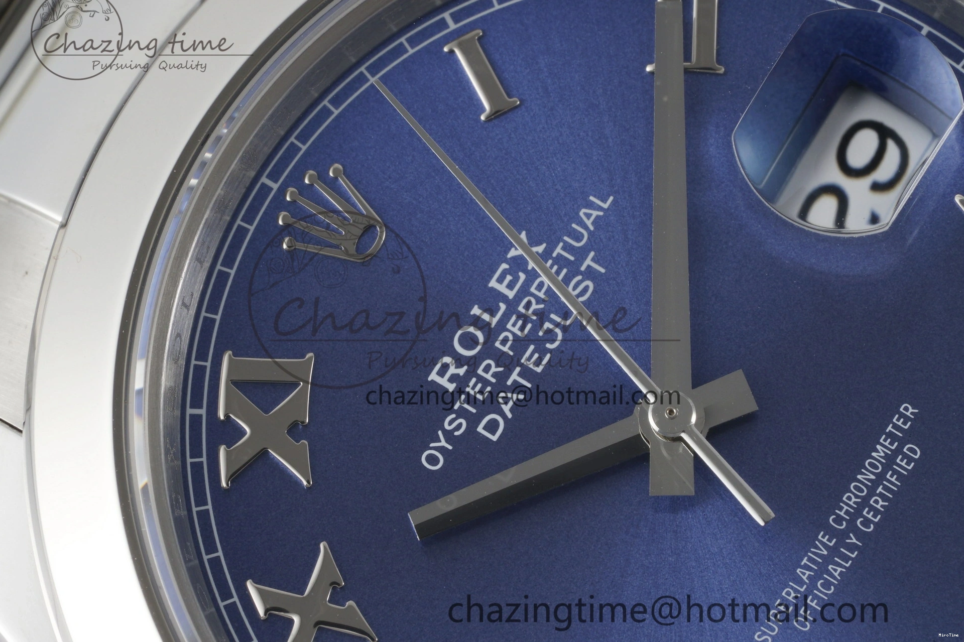 MiroTime 0423 Modern DateJust 41 SS Polished Bezel KING 1:1 Best Edition 904L Steel Blue Roman Dial on Oyster Bracelet VR 2212